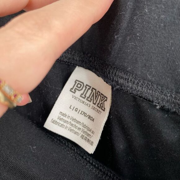 Pink Women’s Black Pull On Legging Pants size L - Picture 2 of 3